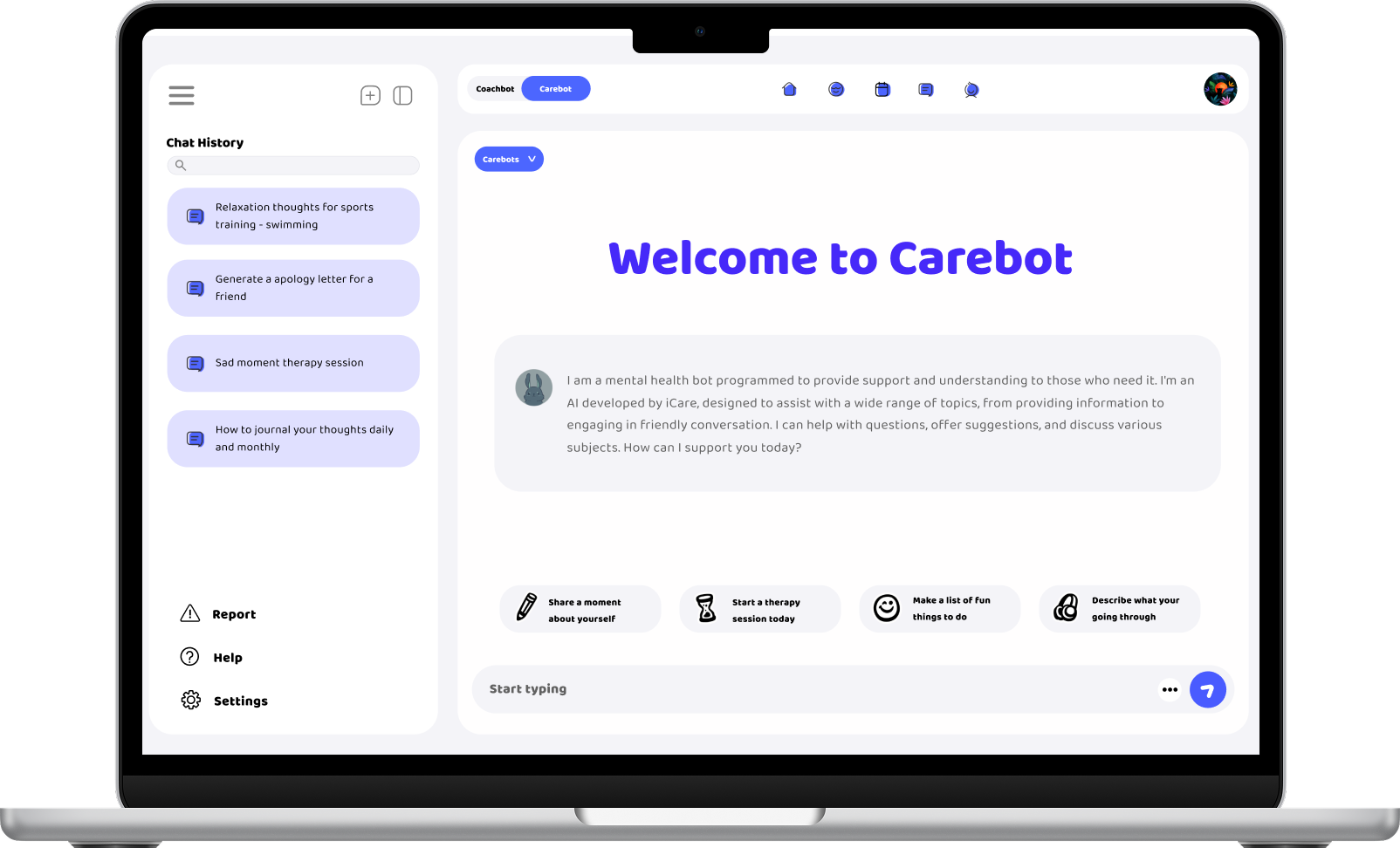 iCare redesigned chatbot